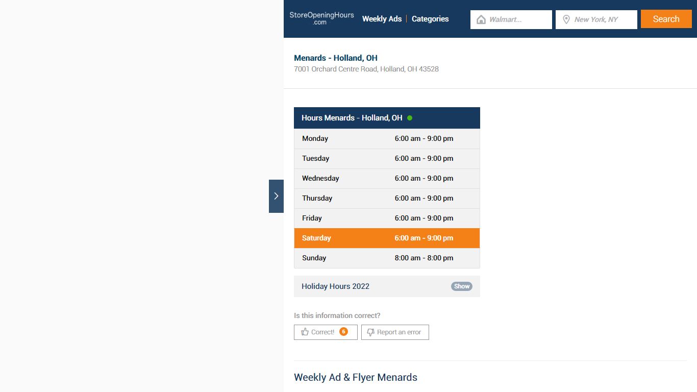 Menards - Holland, OH - Hours & Weekly Ad - Store Opening Hours